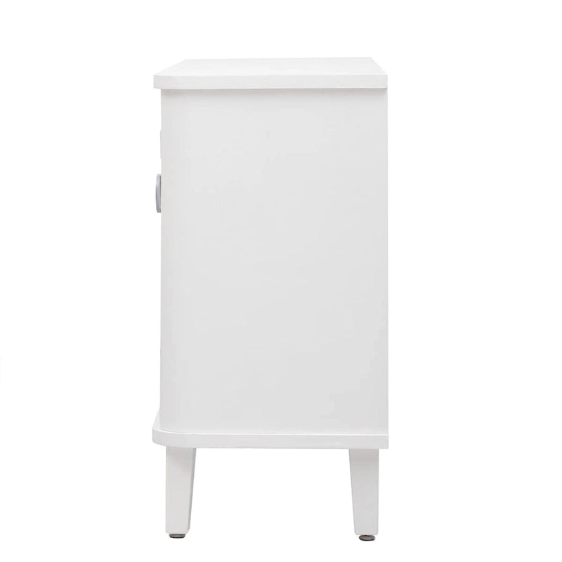 Wood Veneer Cabinet - 3 Doors - Metal Handles - Cedar Legs
