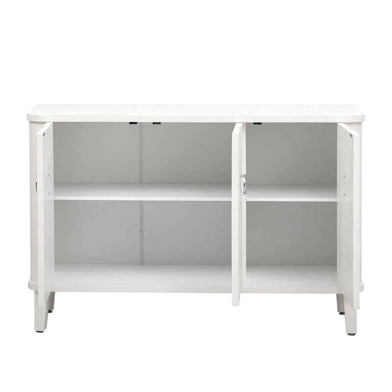 Wood Veneer Cabinet - 3 Doors - Metal Handles - Cedar Legs