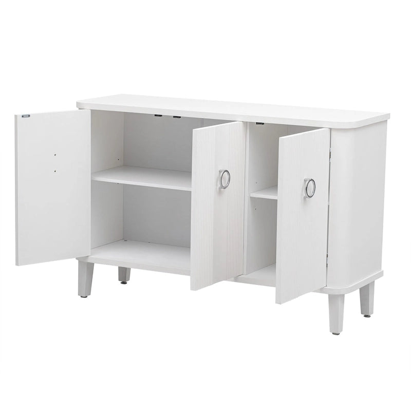 Wood Veneer Cabinet - 3 Doors - Metal Handles - Cedar Legs