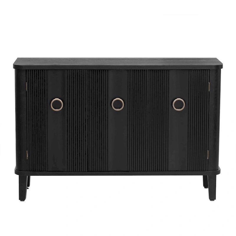 Wood Veneer Cabinet - 3 Doors - Metal Handles - Cedar Legs