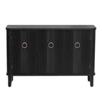 Wood Veneer Cabinet - 3 Doors - Metal Handles - Cedar Legs