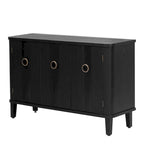 Wood Veneer Cabinet - 3 Doors - Metal Handles - Cedar Legs