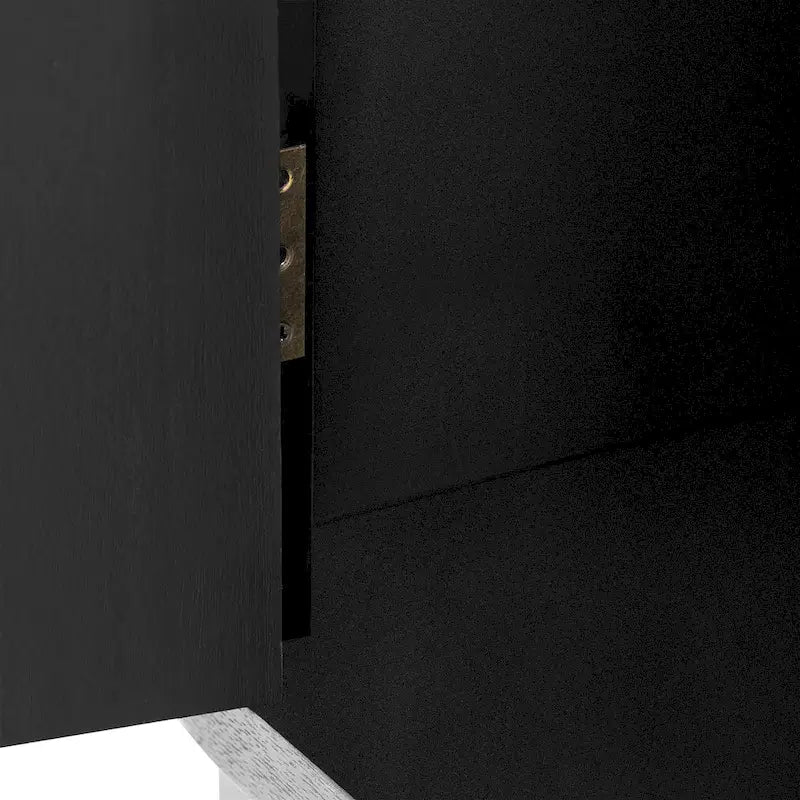 Wood Veneer Cabinet - 3 Doors - Metal Handles - Cedar Legs