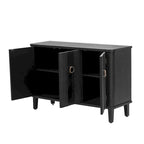 Wood Veneer Cabinet - 3 Doors - Metal Handles - Cedar Legs