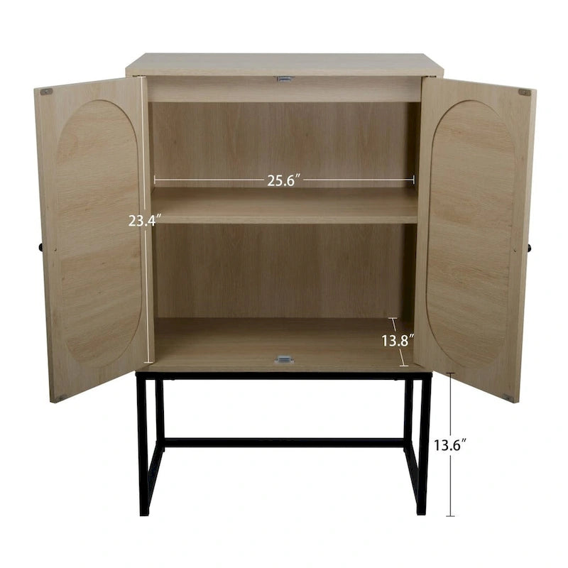Natural Rattan Tall Storage Cabinet with Metal Legs