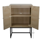 Natural Rattan Tall Storage Cabinet with Metal Legs