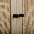 Natural Rattan Tall Storage Cabinet with Metal Legs