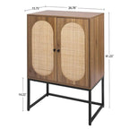 Natural Rattan Tall Storage Cabinet with Metal Legs