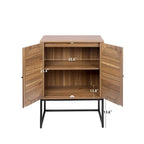 Natural Rattan Tall Storage Cabinet with Metal Legs