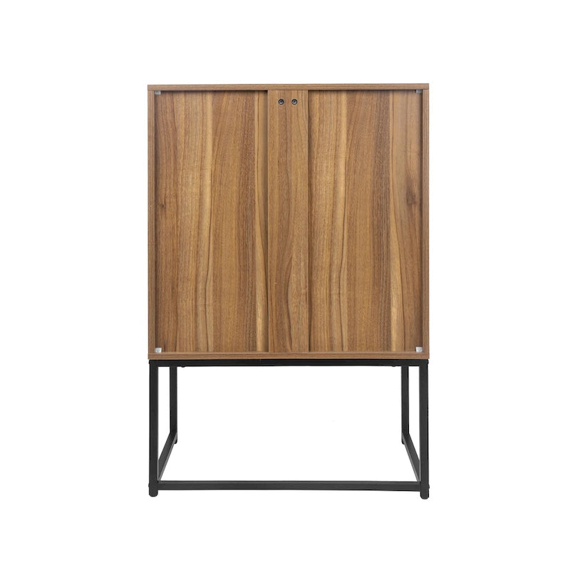 Natural Rattan Tall Storage Cabinet with Metal Legs