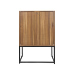 Natural Rattan Tall Storage Cabinet with Metal Legs