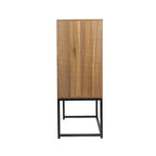 Natural Rattan Tall Storage Cabinet with Metal Legs