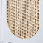Natural Rattan Tall Storage Cabinet with Metal Legs