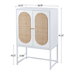 Natural Rattan Tall Storage Cabinet with Metal Legs