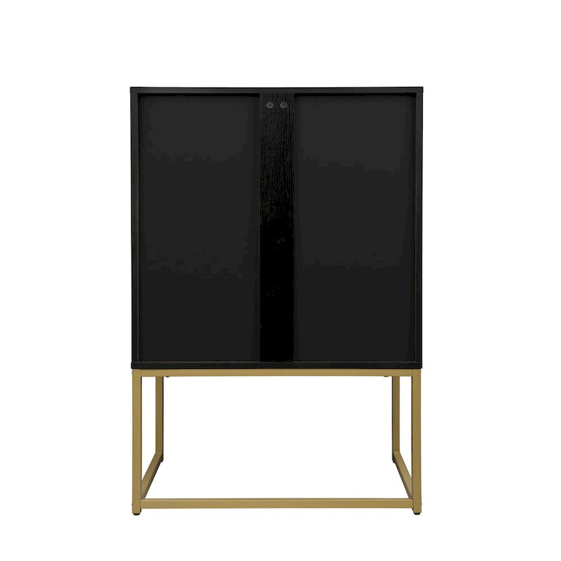 Natural Rattan Tall Storage Cabinet with Metal Legs