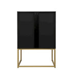 Natural Rattan Tall Storage Cabinet with Metal Legs