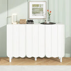 White Shoe Cabinet with Wave Pattern Doors - 31.5" Wide