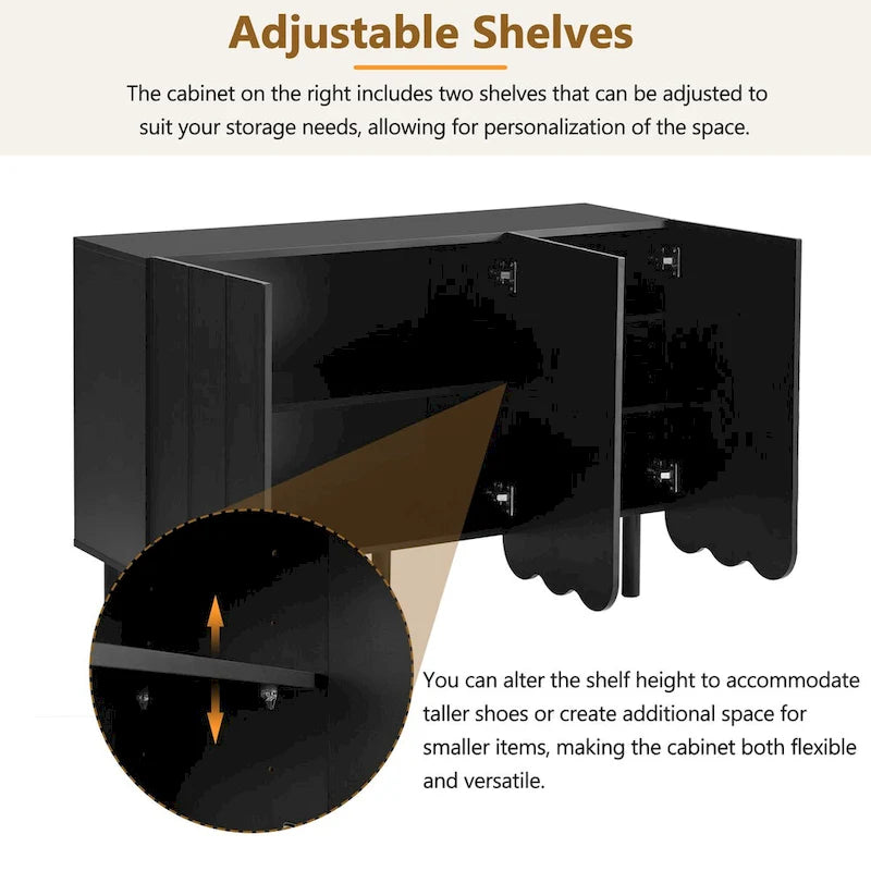 White Shoe Cabinet with Wave Pattern Doors - 31.5" Wide