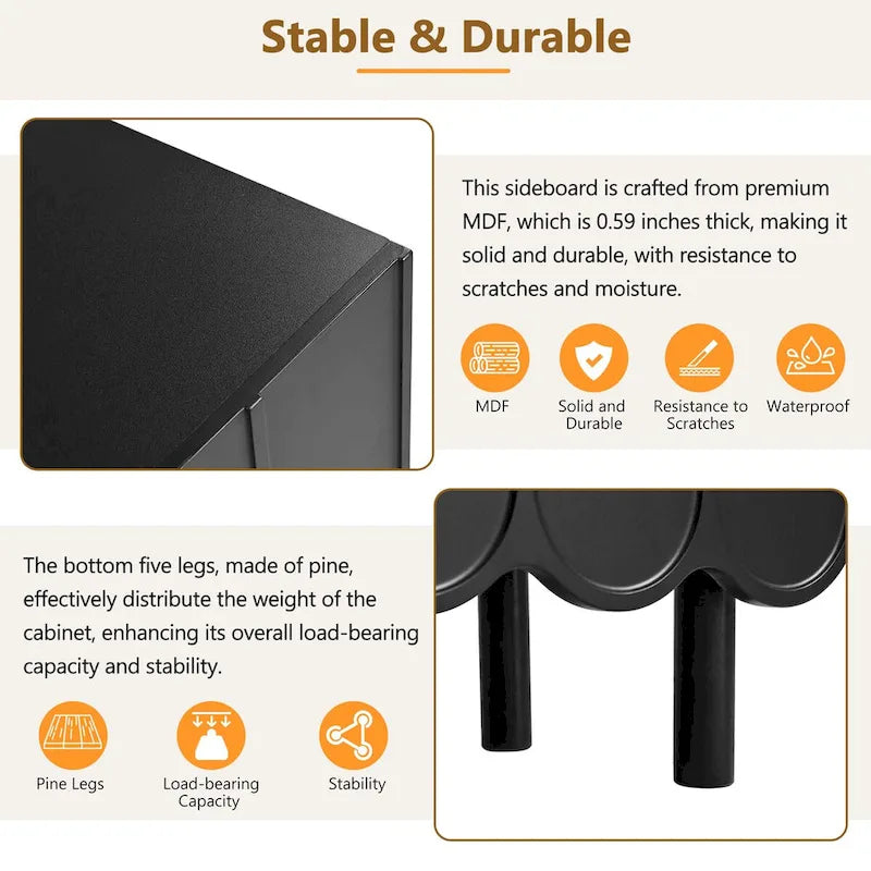 White Shoe Cabinet with Wave Pattern Doors - 31.5" Wide