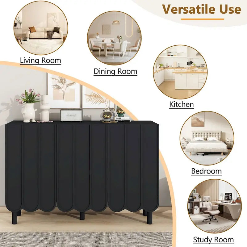 White Shoe Cabinet with Wave Pattern Doors - 31.5" Wide