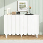 White Shoe Cabinet with Wave Pattern Doors - 31.5" Wide