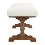 Cream Fabric Bench with Brown Turned Legs - Seats 2