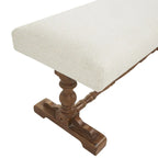 Cream Fabric Bench with Brown Turned Legs - Seats 2