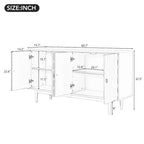 4-Door Sideboard - Convex Geometric Pattern - Silver Handles - MDF