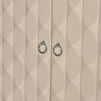 4-Door Sideboard - Convex Geometric Pattern - Silver Handles - MDF