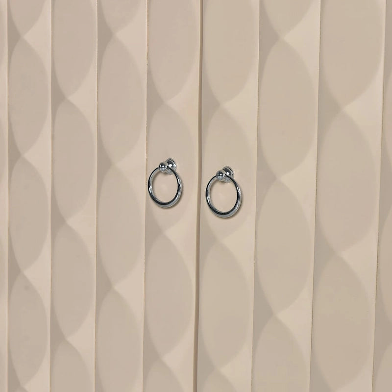 4-Door Sideboard - Convex Geometric Pattern - Silver Handles - MDF