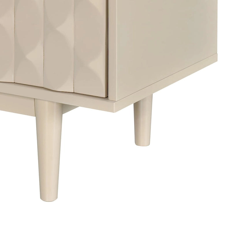 4-Door Sideboard - Convex Geometric Pattern - Silver Handles - MDF