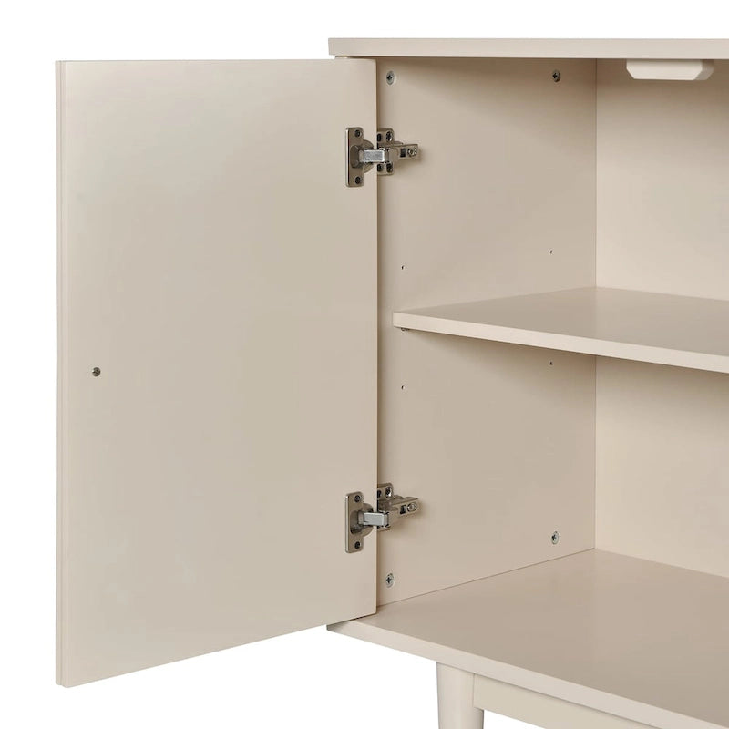 4-Door Sideboard - Convex Geometric Pattern - Silver Handles - MDF