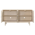 4-Door Sideboard - Convex Geometric Pattern - Silver Handles - MDF