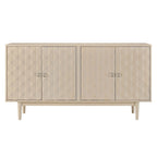 4-Door Sideboard - Convex Geometric Pattern - Silver Handles - MDF