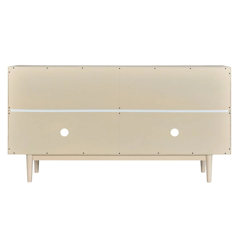 4-Door Sideboard - Convex Geometric Pattern - Silver Handles - MDF