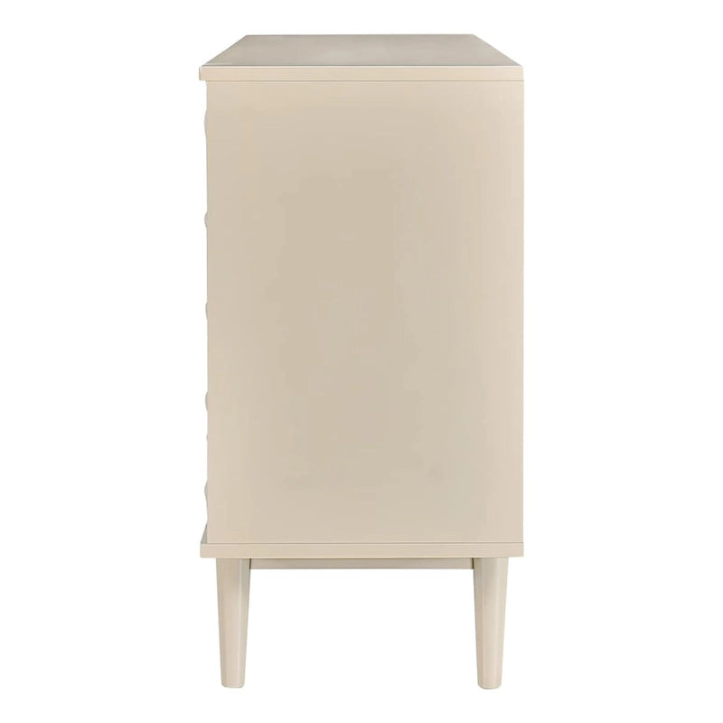 4-Door Sideboard - Convex Geometric Pattern - Silver Handles - MDF