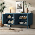 4-Door Sideboard - Convex Geometric Pattern - Silver Handles - MDF