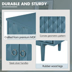 4-Door Sideboard - Convex Geometric Pattern - Silver Handles - MDF