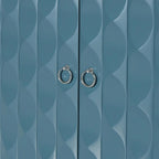 4-Door Sideboard - Convex Geometric Pattern - Silver Handles - MDF