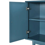 4-Door Sideboard - Convex Geometric Pattern - Silver Handles - MDF