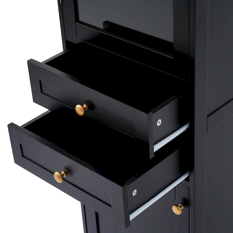 Tall Bathroom Storage Cabinet with Glass Doors