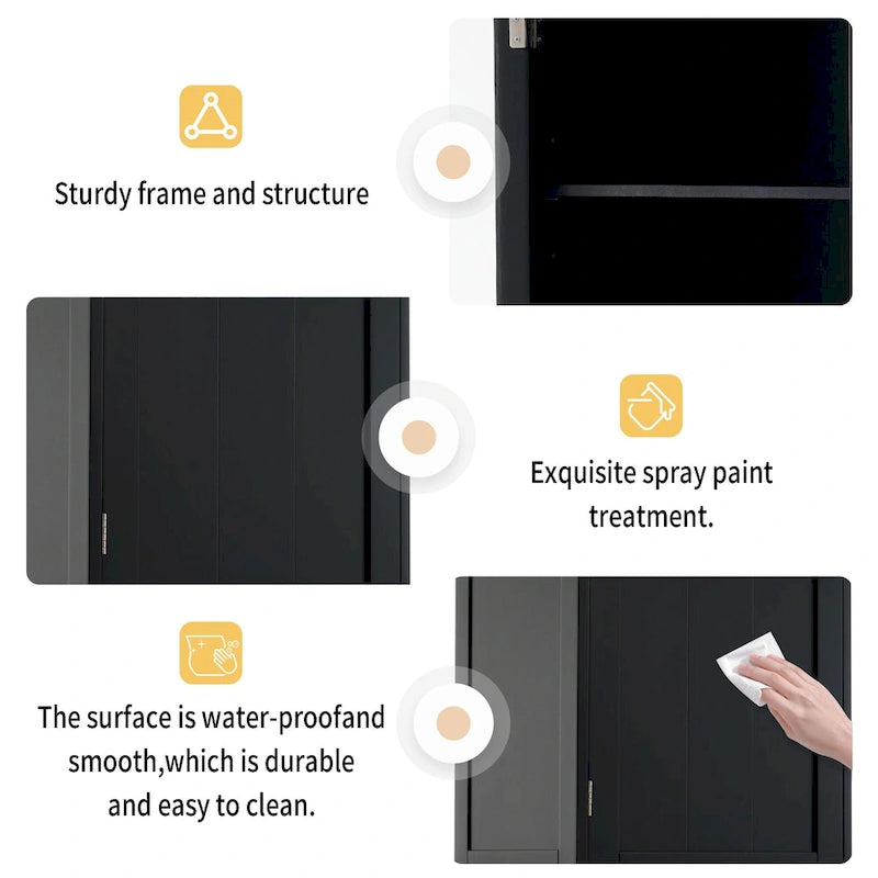 Tall Bathroom Storage Cabinet with Glass Doors