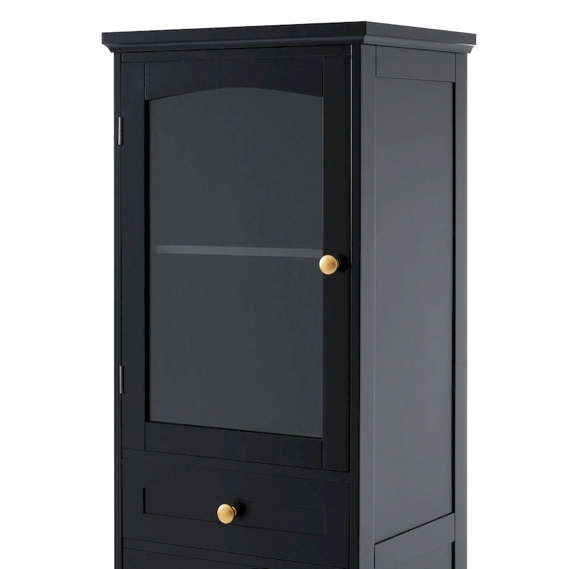 Tall Bathroom Storage Cabinet with Glass Doors