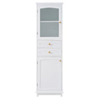 Tall Bathroom Storage Cabinet with Glass Doors