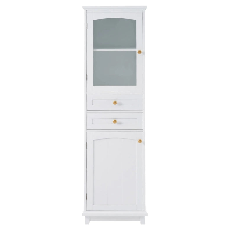 Tall Bathroom Storage Cabinet with Glass Doors