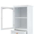 Tall Bathroom Storage Cabinet with Glass Doors