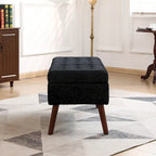 Grey Linen Tufted Storage Bench with Flip-Top Lid